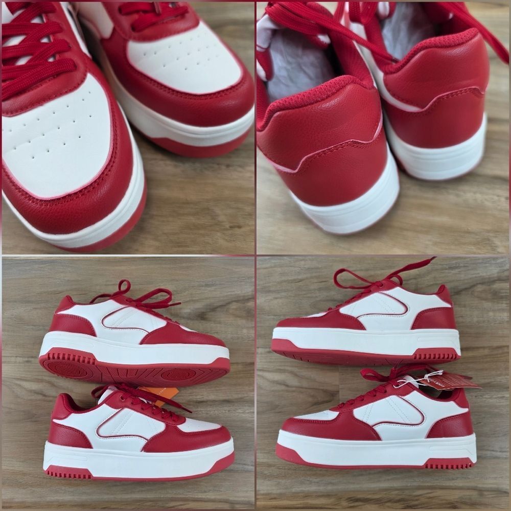 ☔️🩵NIB Lucky Step White & Red Platform Shoes Size 8 - Picture 5 of 9
